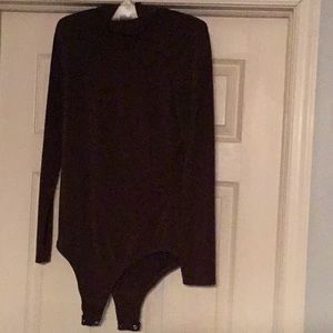 Brown mock neck body suit